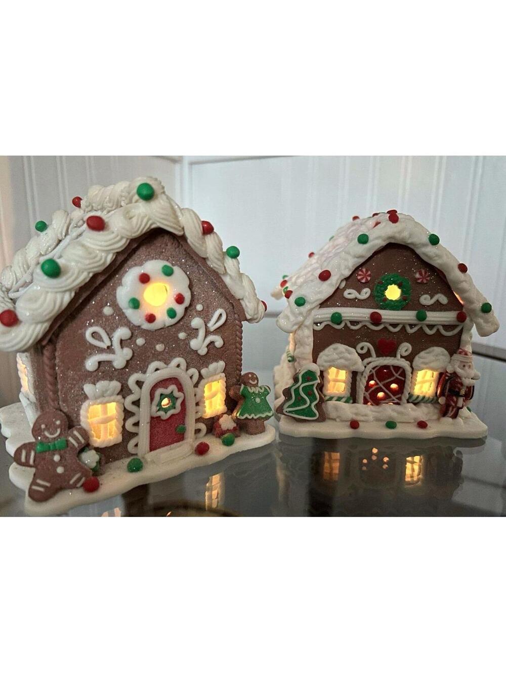 Valerie Parr Hill Light Up Gingerbread Houses Set of 2 Christmas Decor